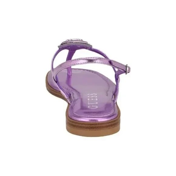 GUESS Rainey Logo T Strap Flat Sandals Dark Pink Purple Size 11 $100 - Picture 3 of 4